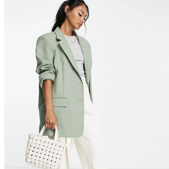 Zara Jackets & Blazers - Zara Womens Small Single Button Flowy Blazer Khaki Green Oversized Office Career